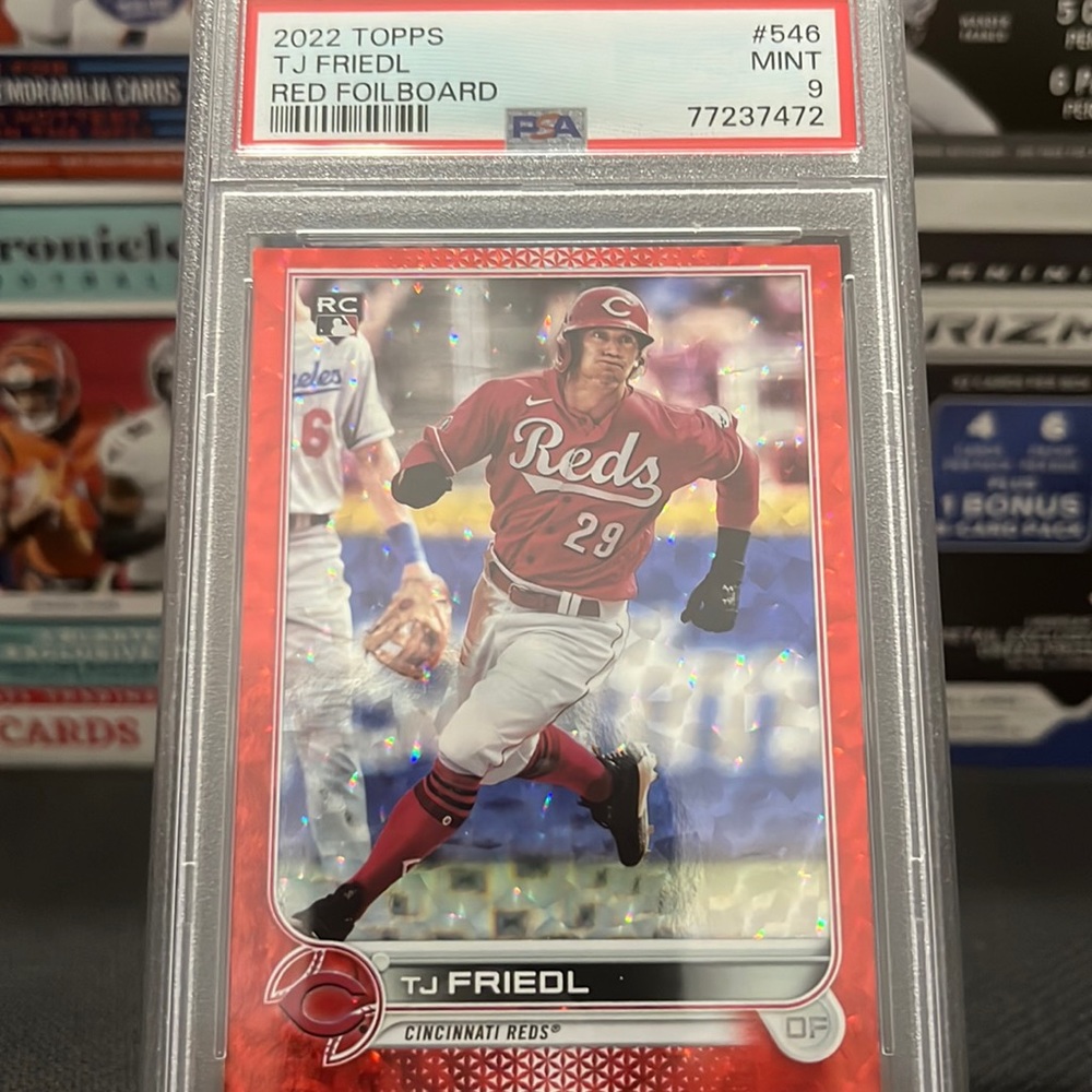 Tj Friedl 2022 Topps Series 2 Red foilboard Rookie 177/199 MINT 9